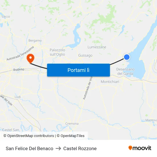 San Felice Del Benaco to Castel Rozzone map