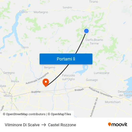 Vilminore Di Scalve to Castel Rozzone map