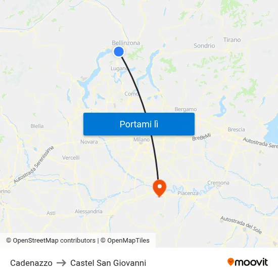 Cadenazzo to Castel San Giovanni map