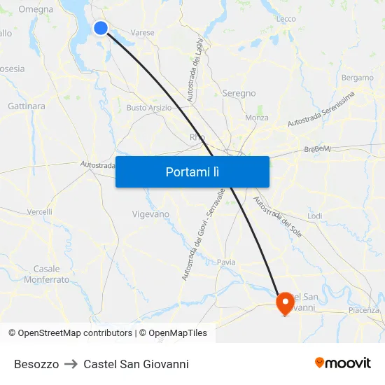 Besozzo to Castel San Giovanni map