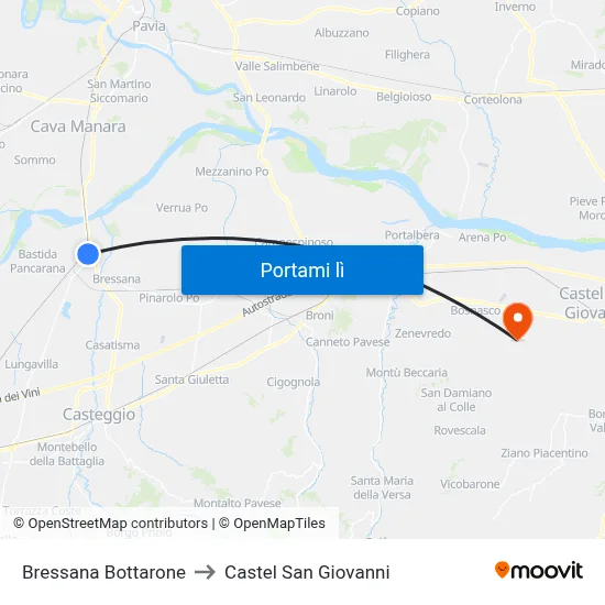Bressana Bottarone to Castel San Giovanni map