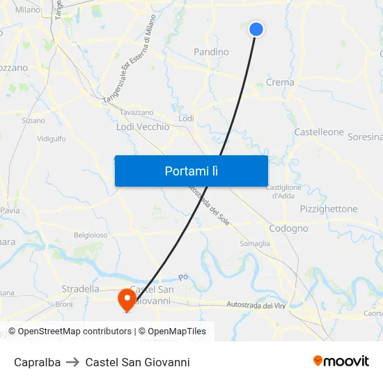 Capralba to Castel San Giovanni map