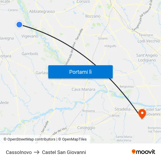 Cassolnovo to Castel San Giovanni map
