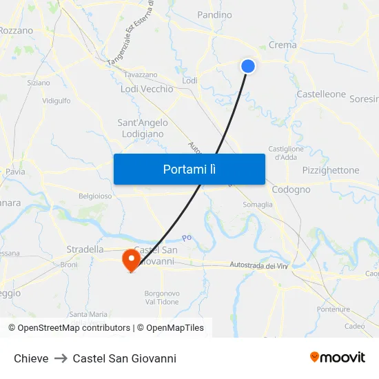 Chieve to Castel San Giovanni map