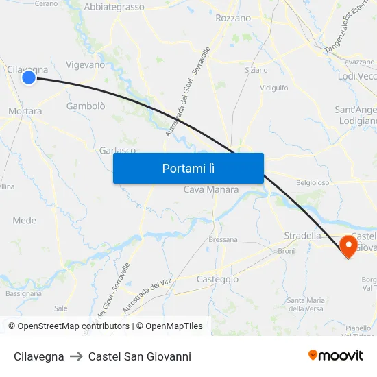 Cilavegna to Castel San Giovanni map