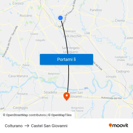 Colturano to Castel San Giovanni map