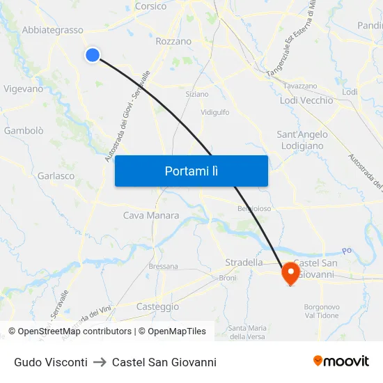 Gudo Visconti to Castel San Giovanni map
