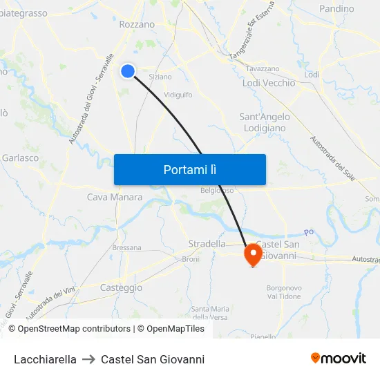 Lacchiarella to Castel San Giovanni map