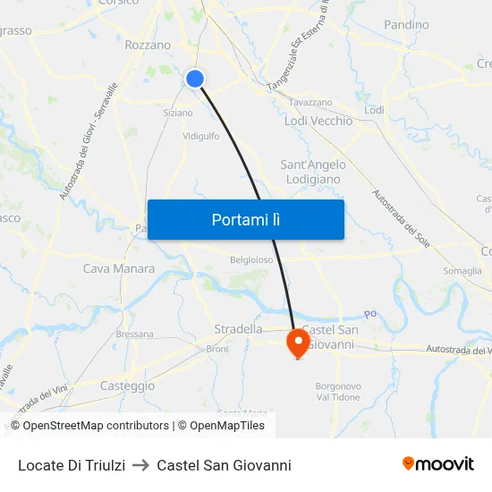 Locate Di Triulzi to Castel San Giovanni map