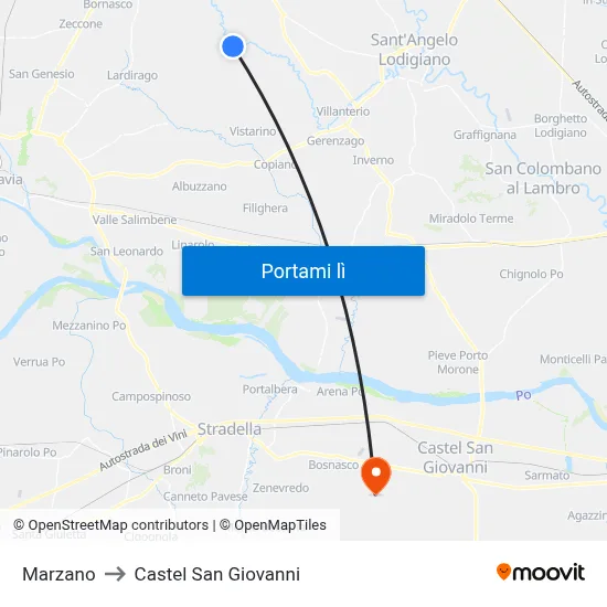 Marzano to Castel San Giovanni map