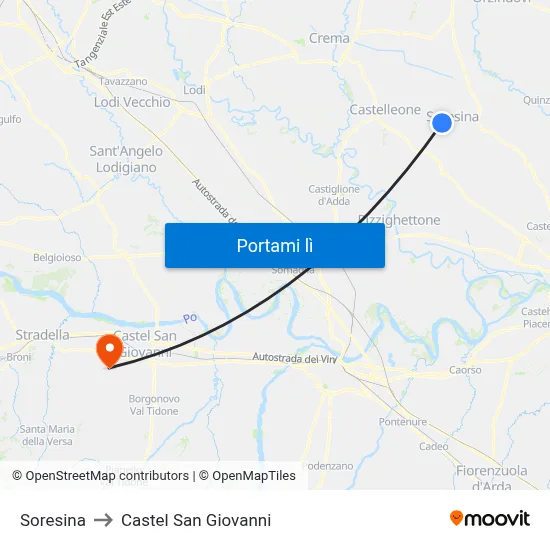 Soresina to Castel San Giovanni map