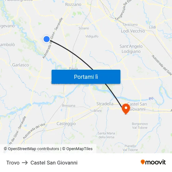 Trovo to Castel San Giovanni map