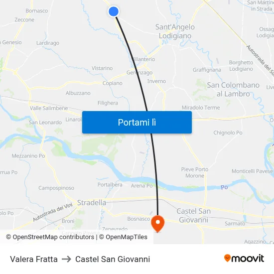 Valera Fratta to Castel San Giovanni map