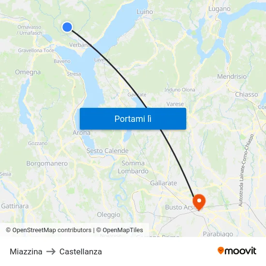 Miazzina to Castellanza map