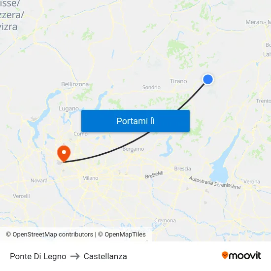 Ponte Di Legno to Castellanza map