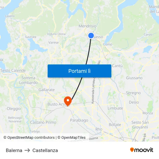 Balerna to Castellanza map