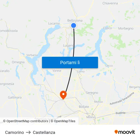 Camorino to Castellanza map