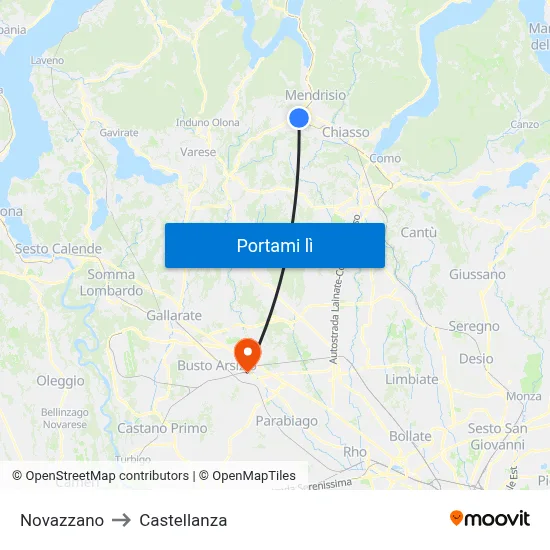 Novazzano to Castellanza map