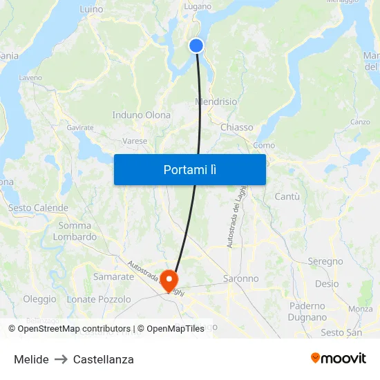 Melide to Castellanza map