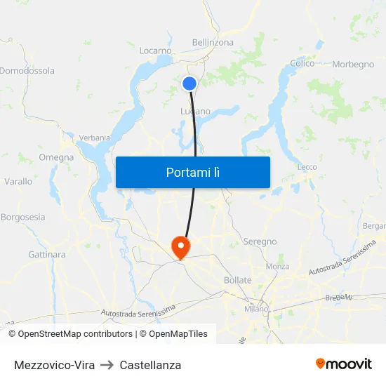 Mezzovico-Vira to Castellanza map