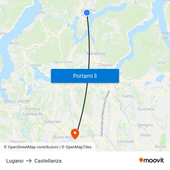 Lugano to Castellanza map