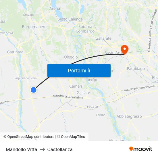 Mandello Vitta to Castellanza map