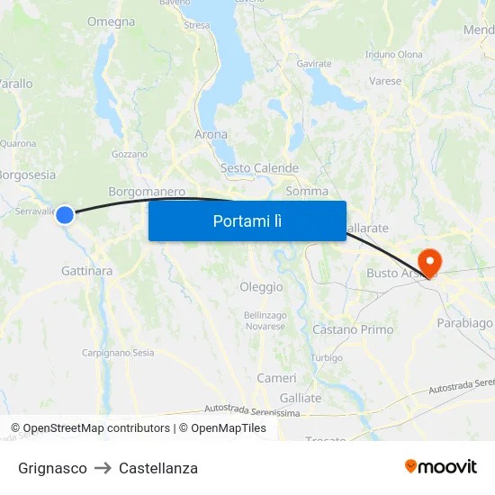 Grignasco to Castellanza map