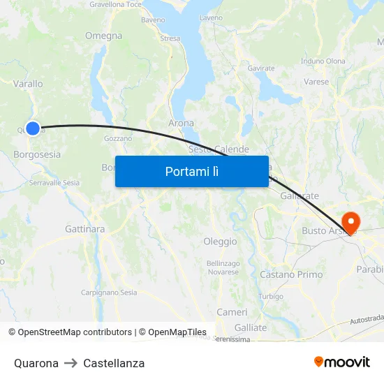 Quarona to Castellanza map