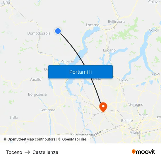 Toceno to Castellanza map