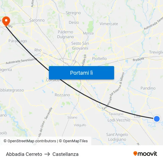 Abbadia Cerreto to Castellanza map