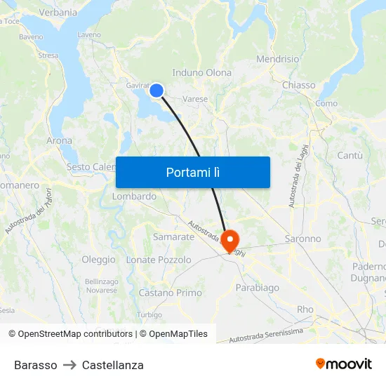 Barasso to Castellanza map
