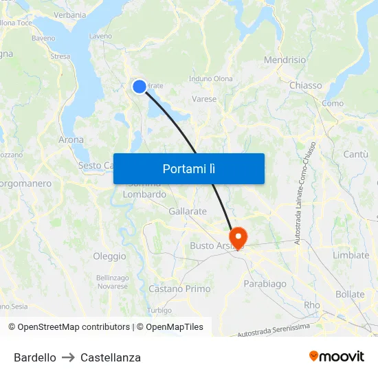 Bardello to Castellanza map