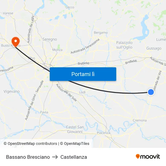 Bassano Bresciano to Castellanza map