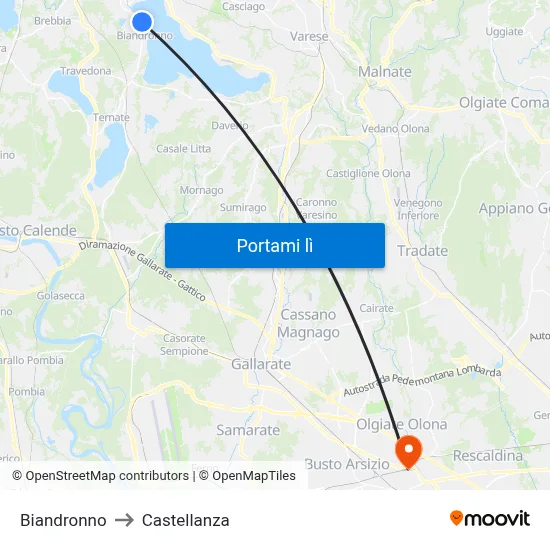 Biandronno to Castellanza map