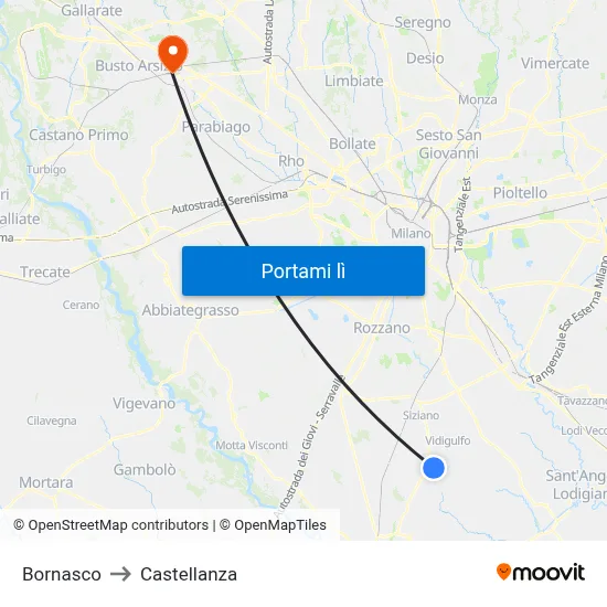 Bornasco to Castellanza map