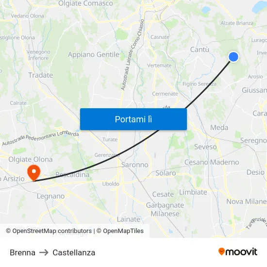 Brenna to Castellanza map