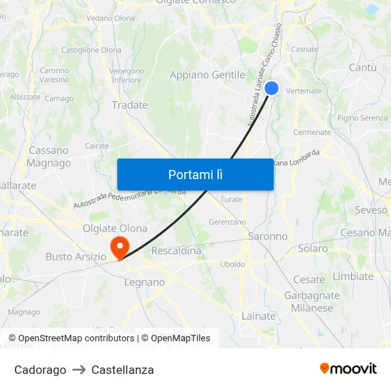 Cadorago to Castellanza map
