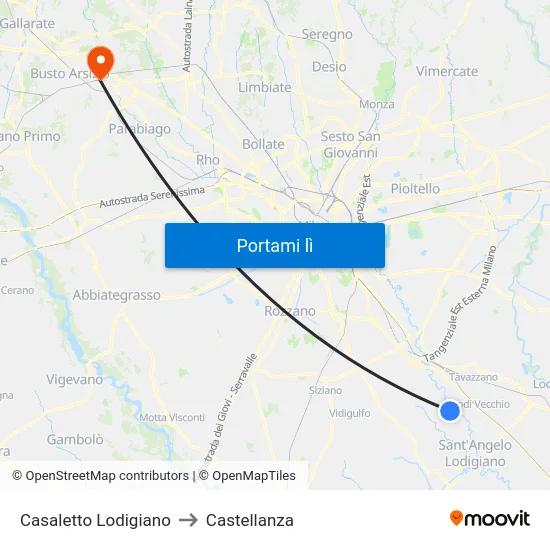 Casaletto Lodigiano to Castellanza map