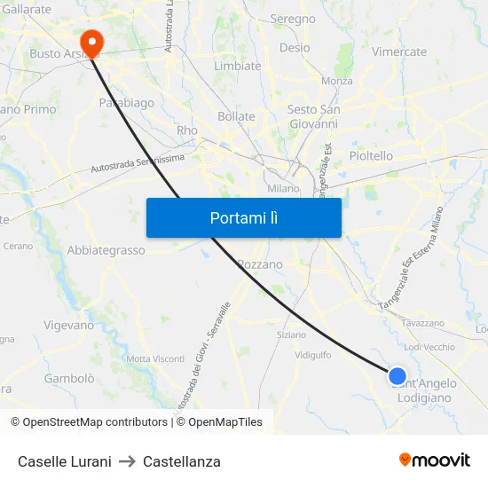 Caselle Lurani to Castellanza map