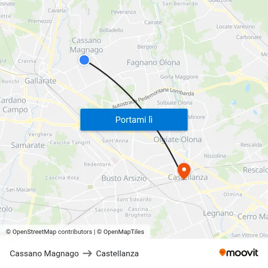 Cassano Magnago to Castellanza map
