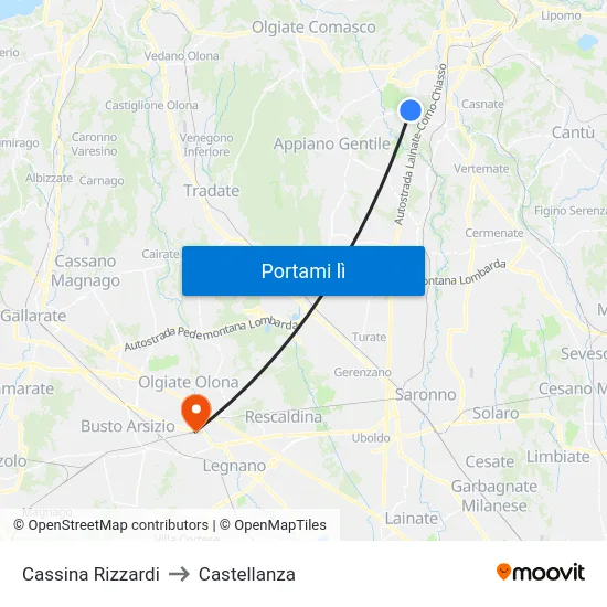 Cassina Rizzardi to Castellanza map