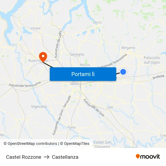 Castel Rozzone to Castellanza map