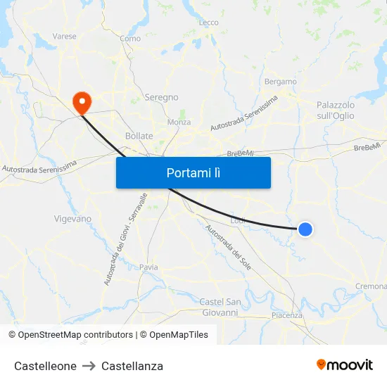 Castelleone to Castellanza map