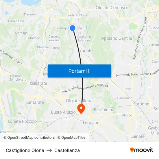 Castiglione Olona to Castellanza map