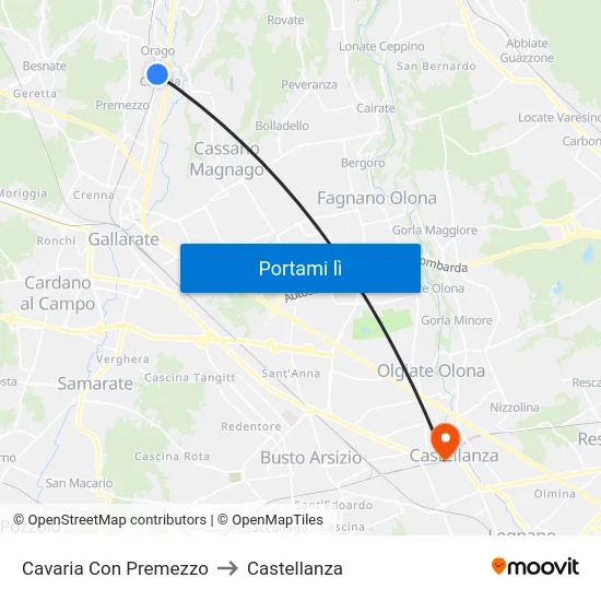 Cavaria Con Premezzo to Castellanza map