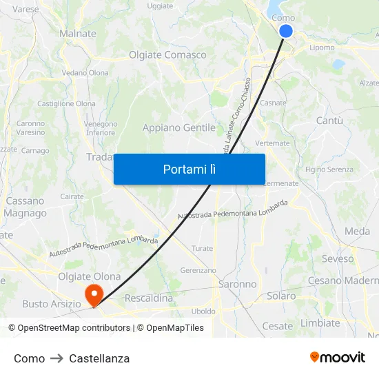 Como to Castellanza map