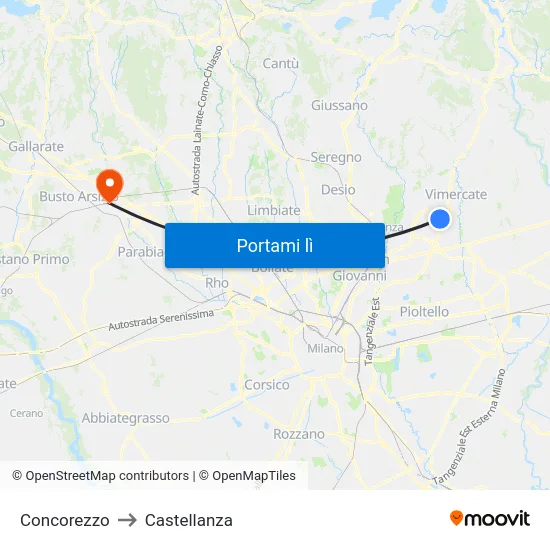 Concorezzo to Castellanza map