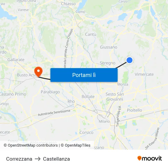 Correzzana to Castellanza map