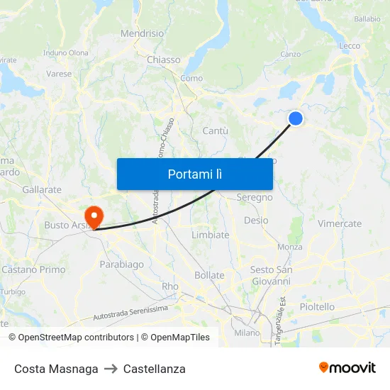Costa Masnaga to Castellanza map