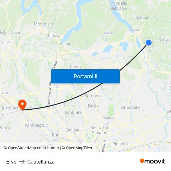 Erve to Castellanza map